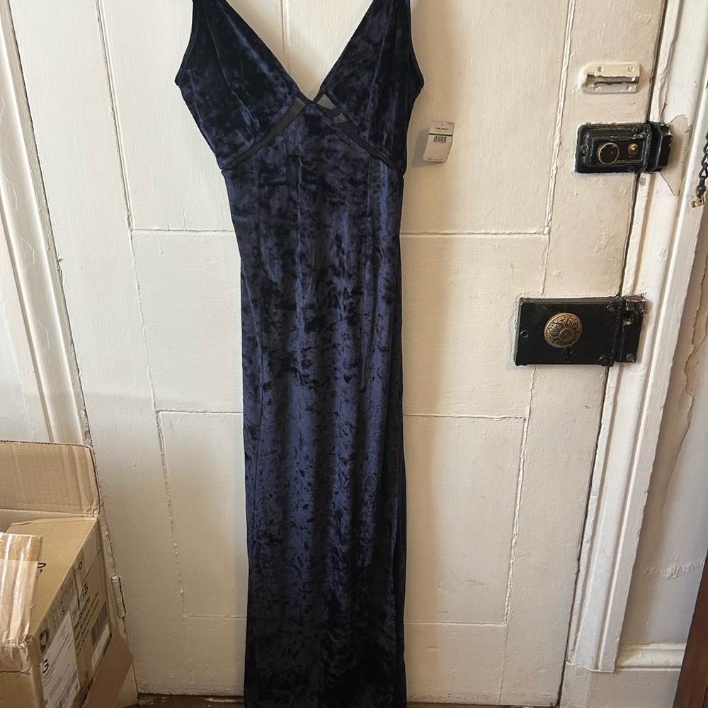 Free People Velvet Maxi Dress in Rich Blue